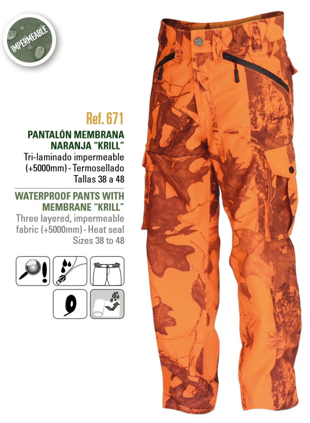 Pantalón impermeable naranja tri-laminado "krill" - Benisport®