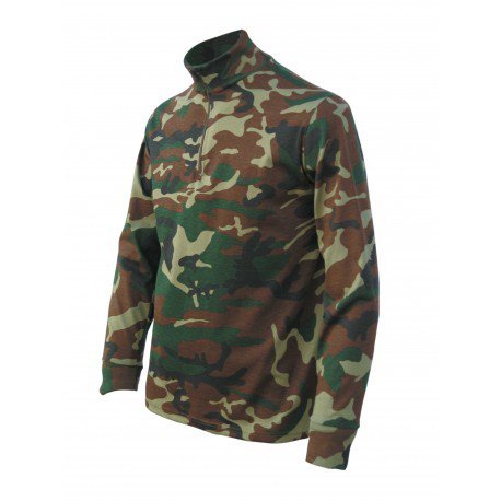 Camiseta cuello cremallera manga larga  camuflaje
