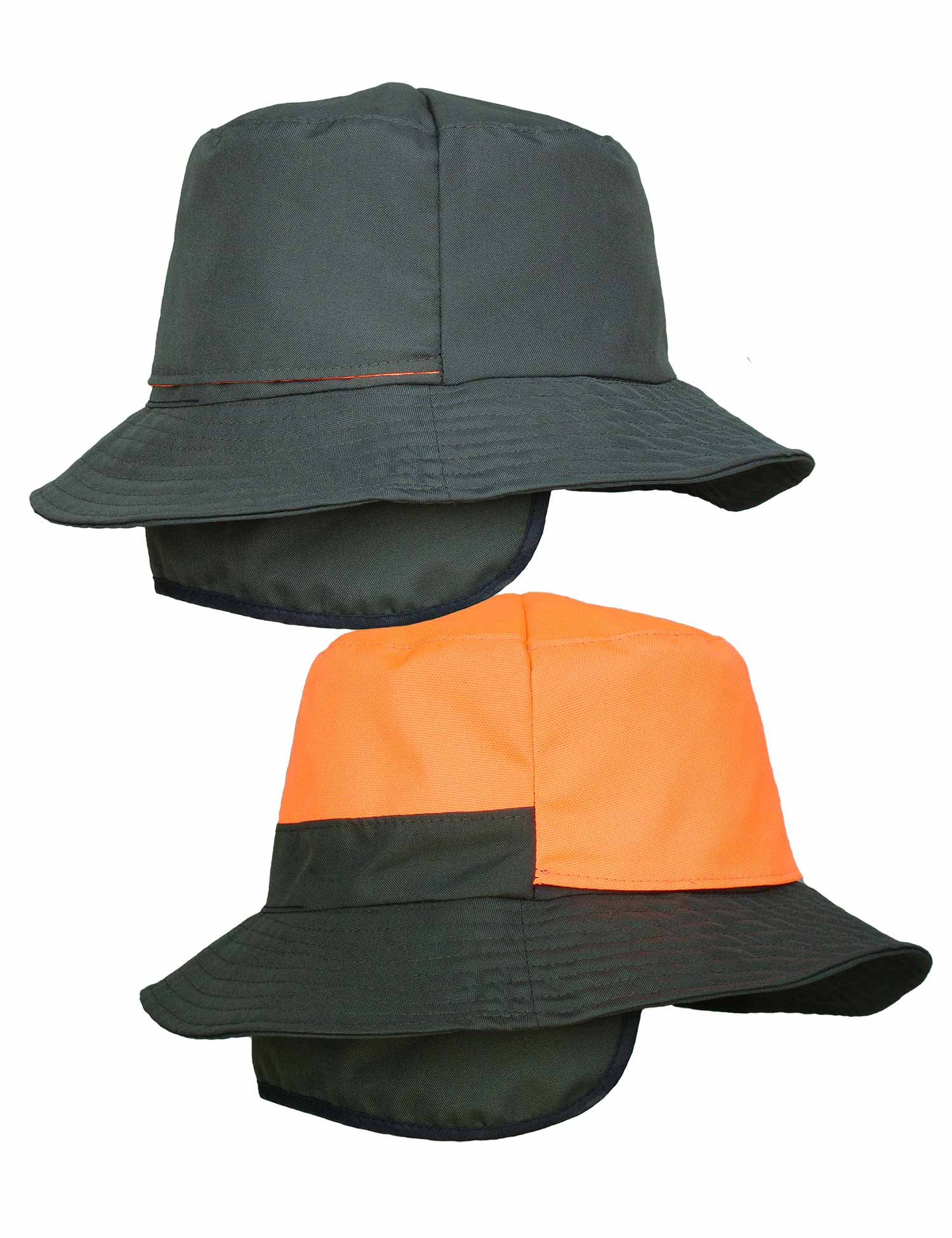 Sombrero orejeras impermeable reversible caqui/naranja